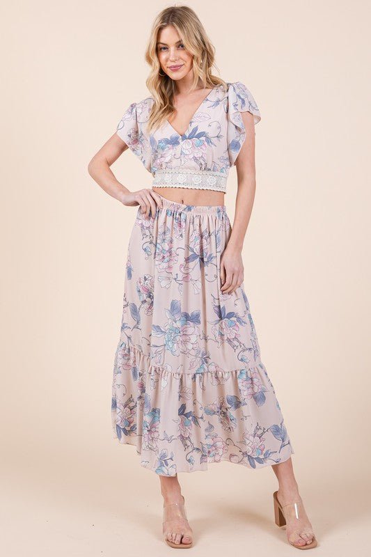 Ruffle Bottom Floral Print Skirt - Chaelisa's New Jammies