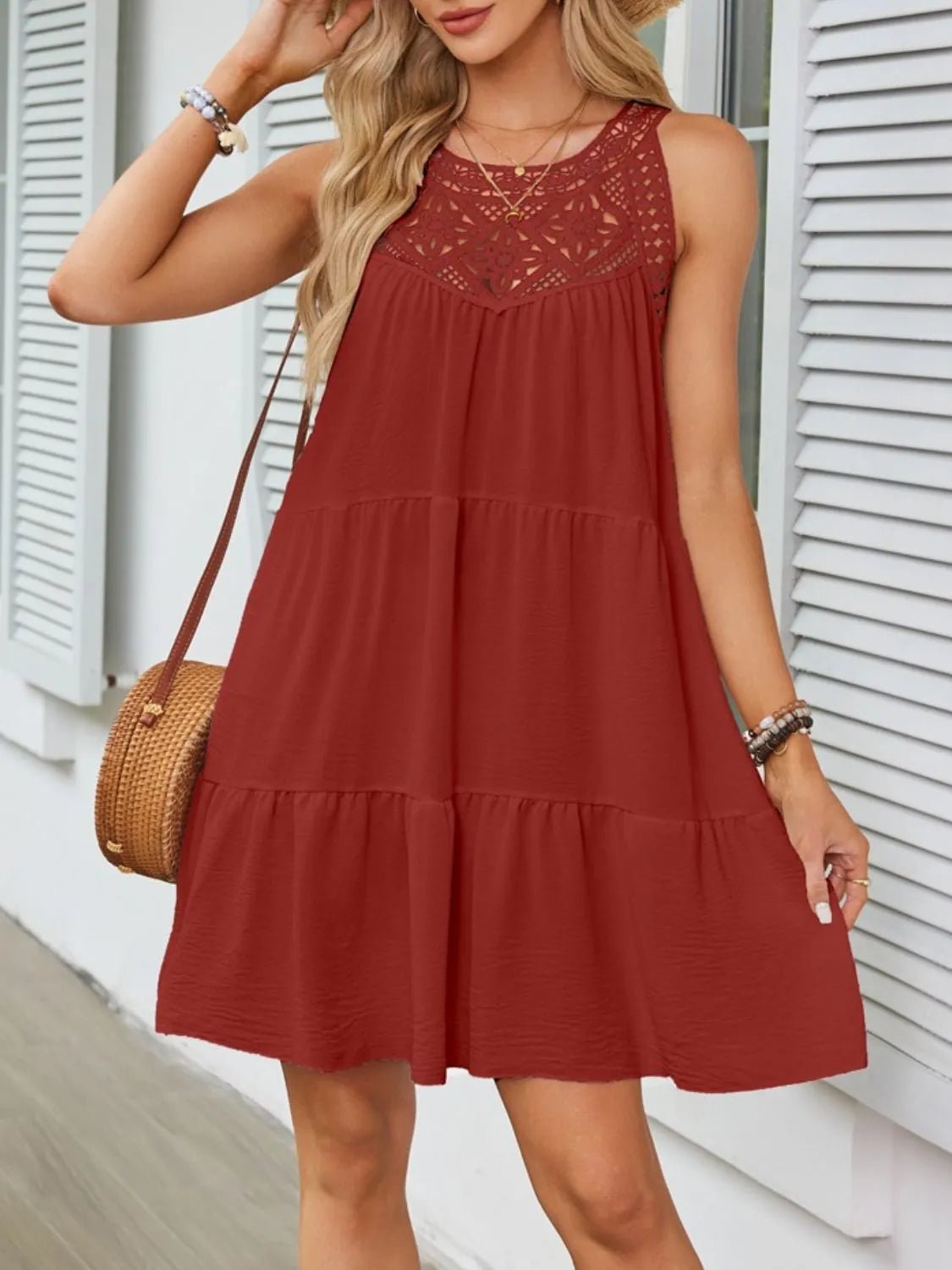 Ruffled Hem Lace Sleeveless Dress - Chaelisa's New Jammies