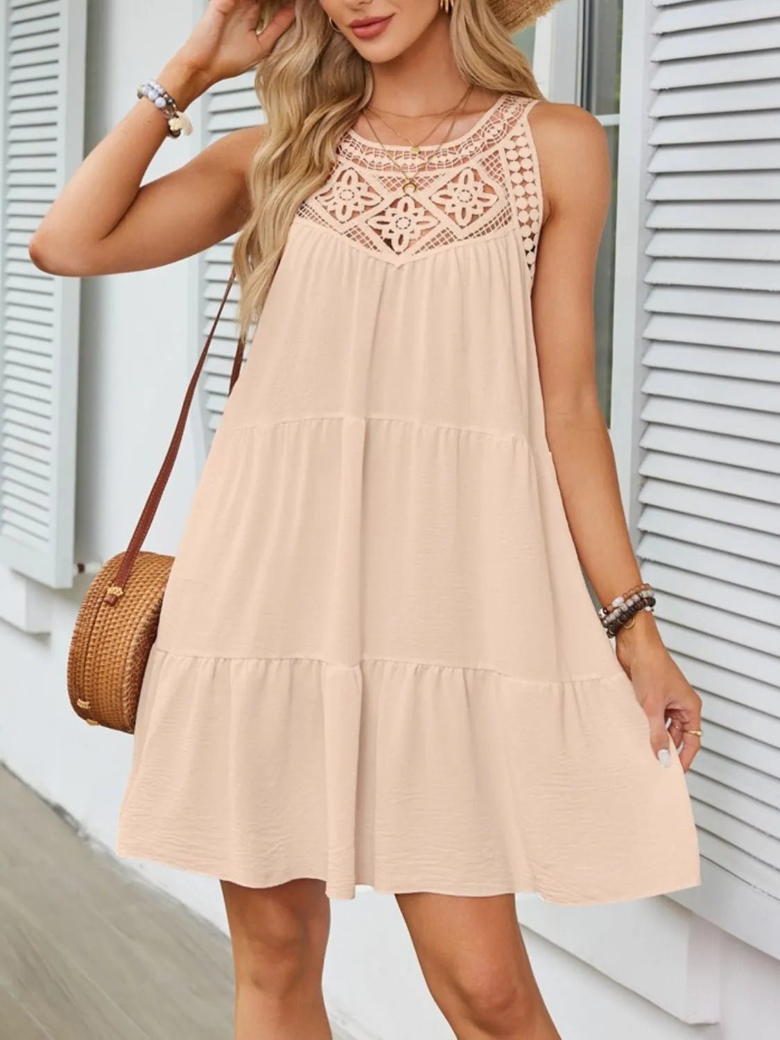 Ruffled Hem Lace Sleeveless Dress - Chaelisa's New Jammies