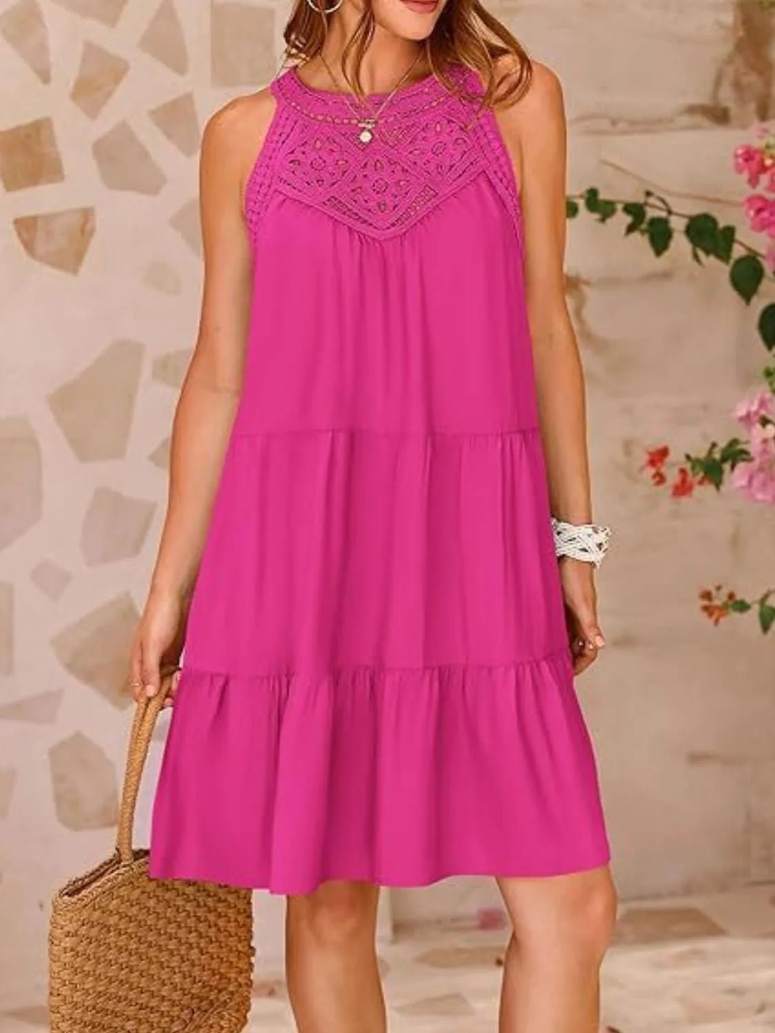 Ruffled Hem Lace Sleeveless Dress - Chaelisa's New Jammies