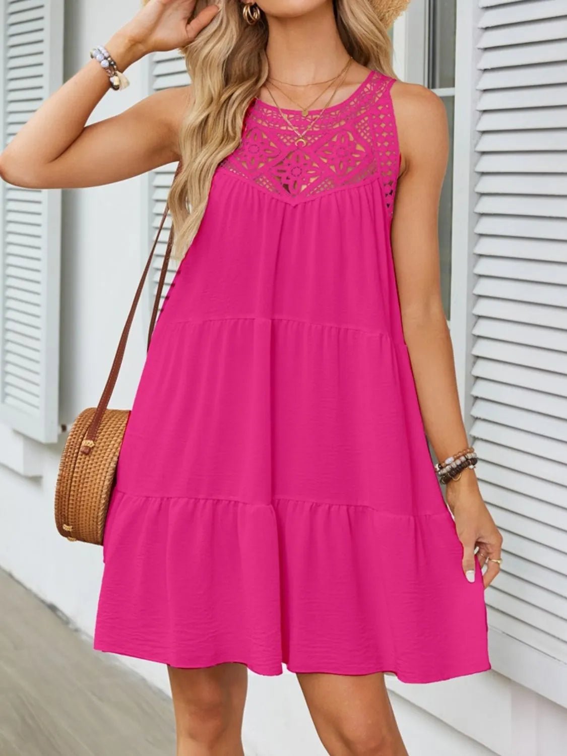 Ruffled Hem Lace Sleeveless Dress - Chaelisa's New Jammies