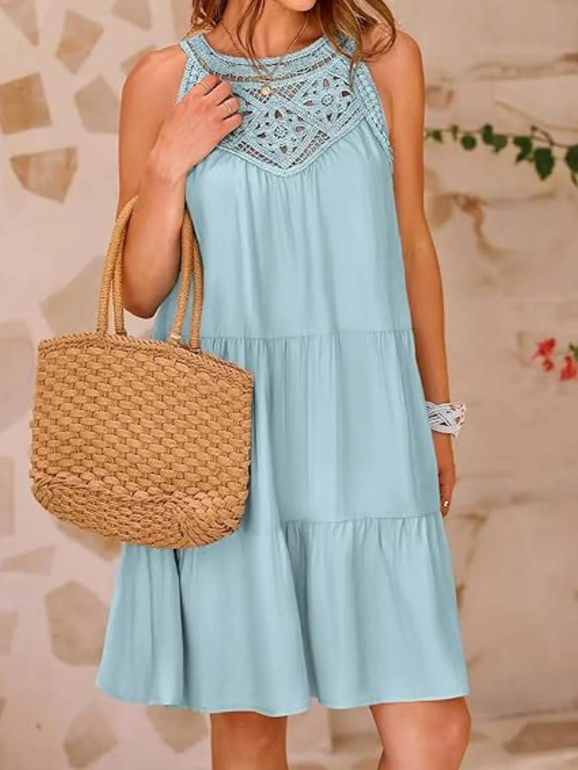 Ruffled Hem Lace Sleeveless Dress - Chaelisa's New Jammies