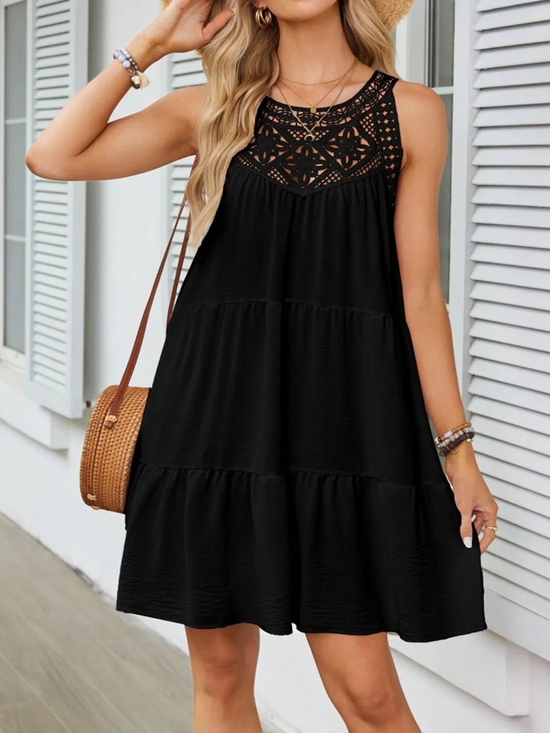Ruffled Hem Lace Sleeveless Dress - Chaelisa's New Jammies