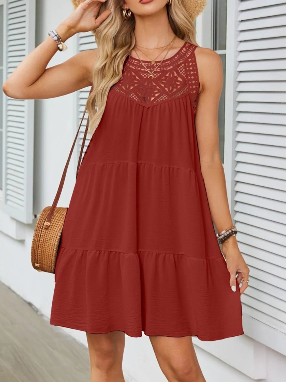 Ruffled Hem Lace Sleeveless Dress - Chaelisa's New Jammies