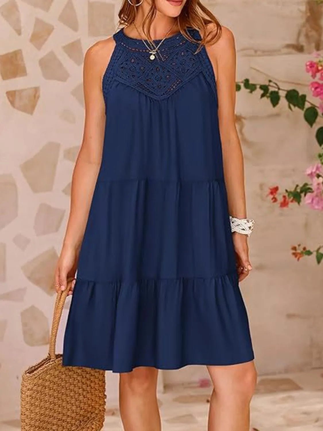 Ruffled Hem Lace Sleeveless Dress - Chaelisa's New Jammies