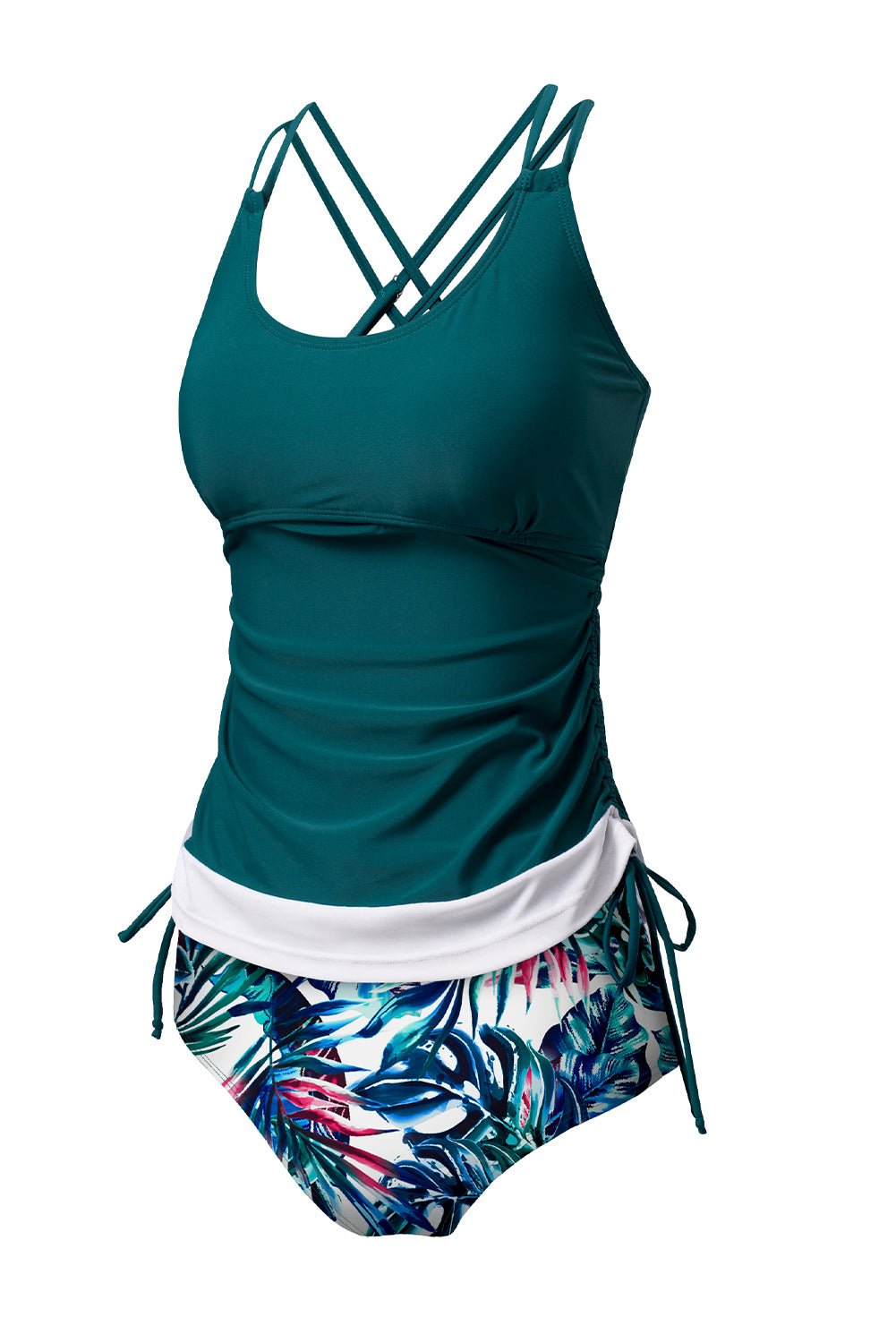 Sea Green Drawstring Tummy Control Mix - and - match 2pcs Tankini Swimsuit - Chaelisa's New Jammies