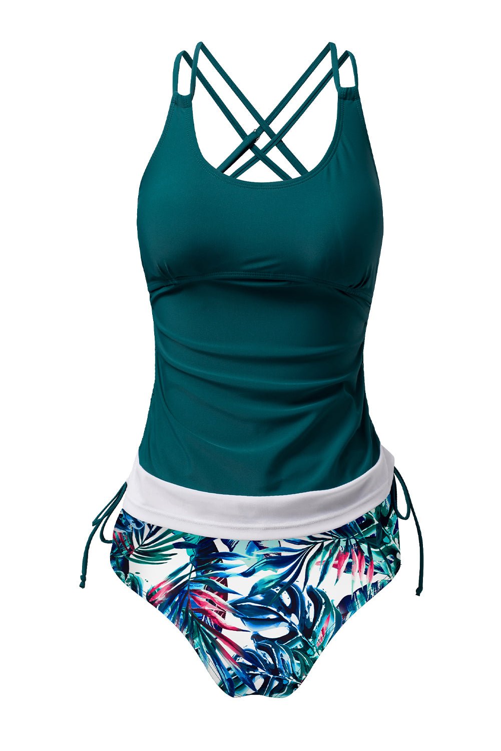 Sea Green Drawstring Tummy Control Mix - and - match 2pcs Tankini Swimsuit - Chaelisa's New Jammies