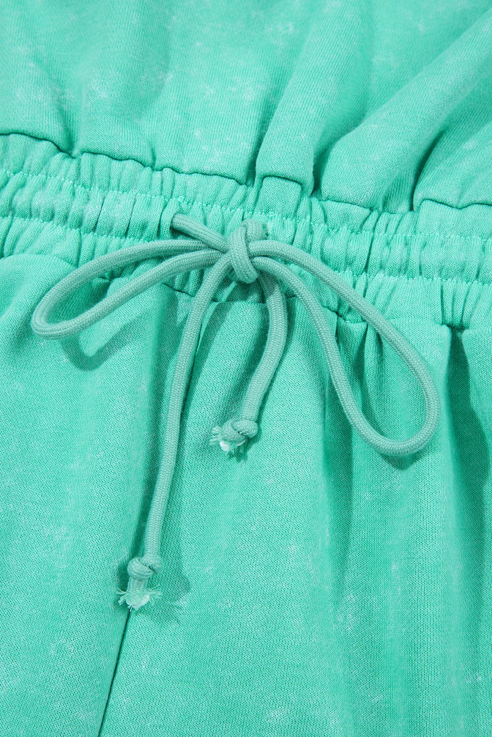 Sea Green Mineral Wash Drawstring Waist Hollow Out Back Short Sleeve Romper - Chaelisa's New Jammies