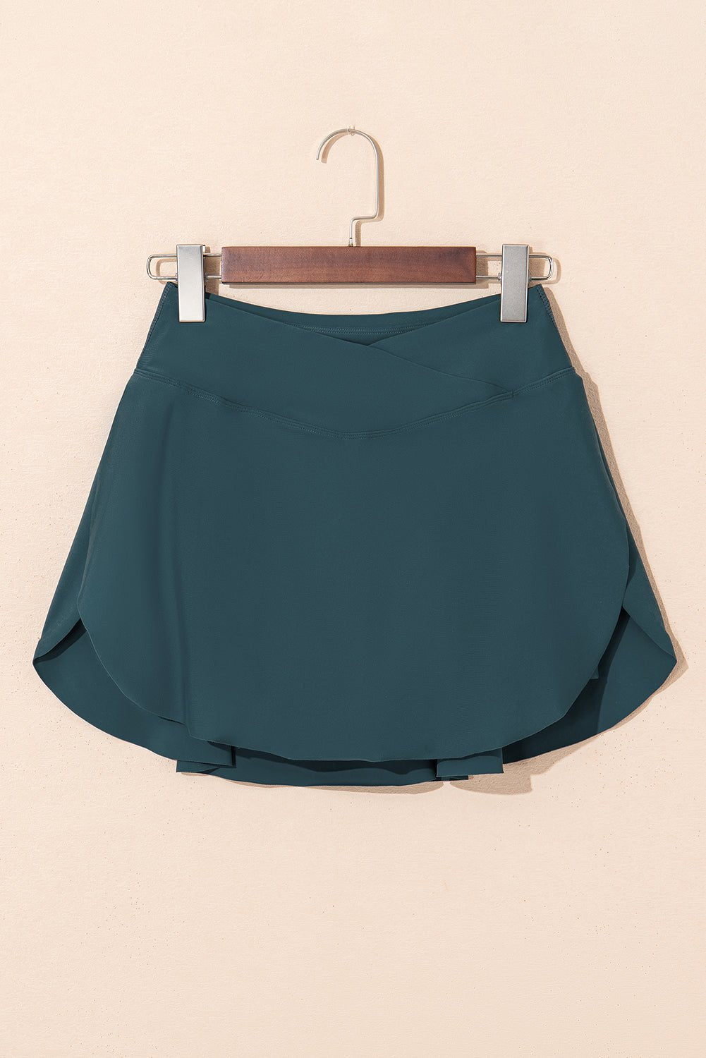 Sea Green Solid Pocketed Crossover High Waist Swim Skort - Chaelisa's New Jammies