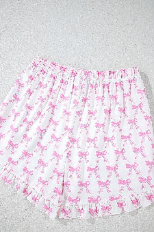 Short Sleeve and Ruffled Shorts Pajama Set - Chaelisa's New Jammies