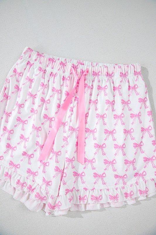 Short Sleeve and Ruffled Shorts Pajama Set - Chaelisa's New Jammies