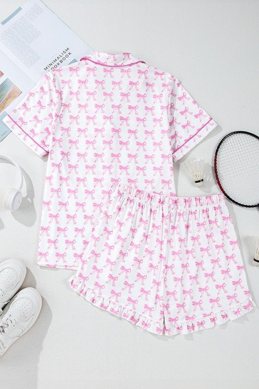 Short Sleeve and Ruffled Shorts Pajama Set - Chaelisa's New Jammies
