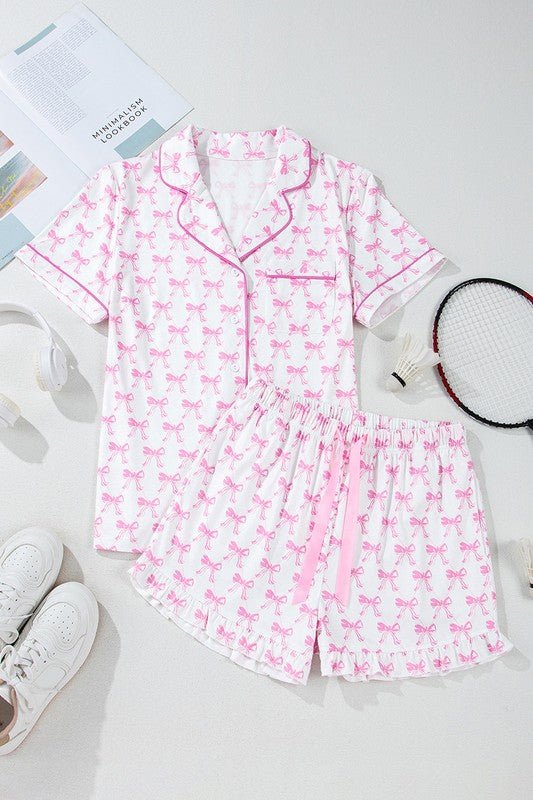 Short Sleeve and Ruffled Shorts Pajama Set - Chaelisa's New Jammies
