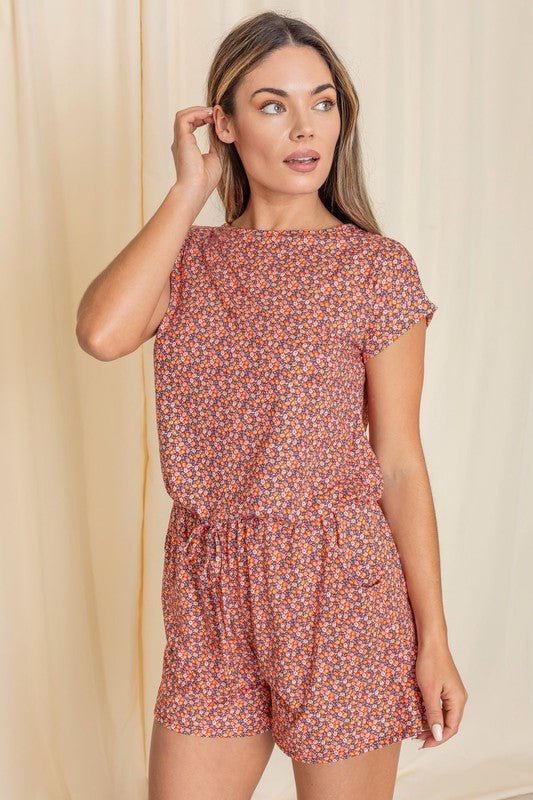 Short Sleeve Floral Print Romper - Chaelisa's New Jammies