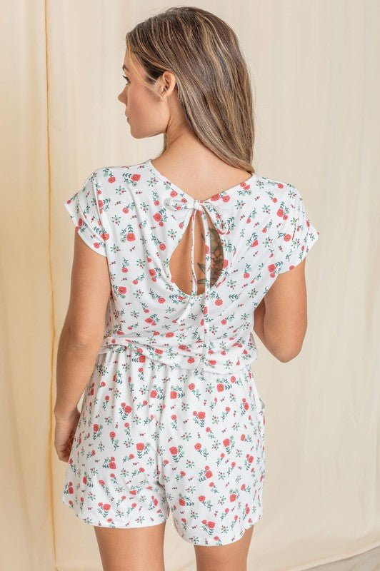 Short Sleeve Floral Print Romper - Chaelisa's New Jammies