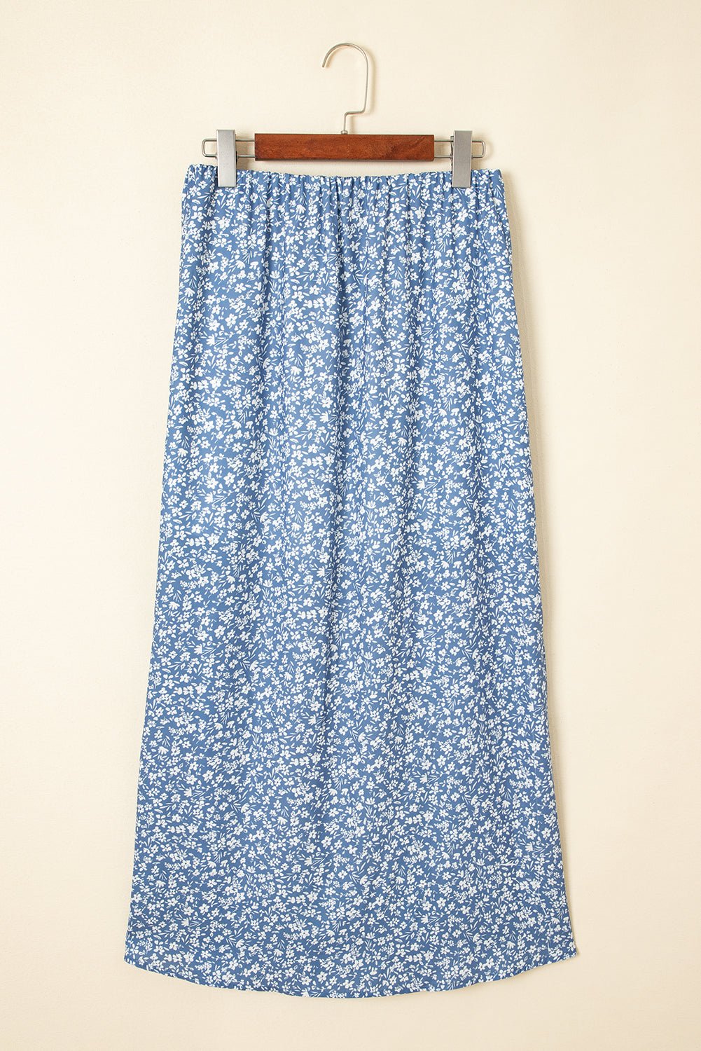 Sky Blue Boho Floral High Waist Long Skirt with Side Split - Chaelisa's New Jammies