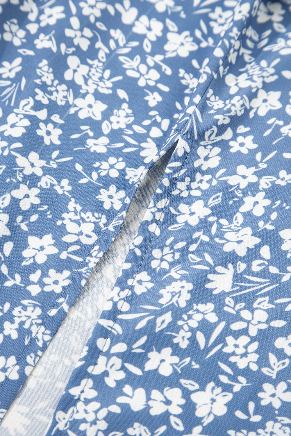 Sky Blue Boho Floral High Waist Long Skirt with Side Split - Chaelisa's New Jammies