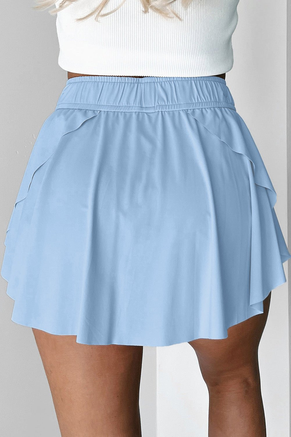 Sky Blue Drawstring High Waist Lined Tennis Skorts - Chaelisa's New Jammies