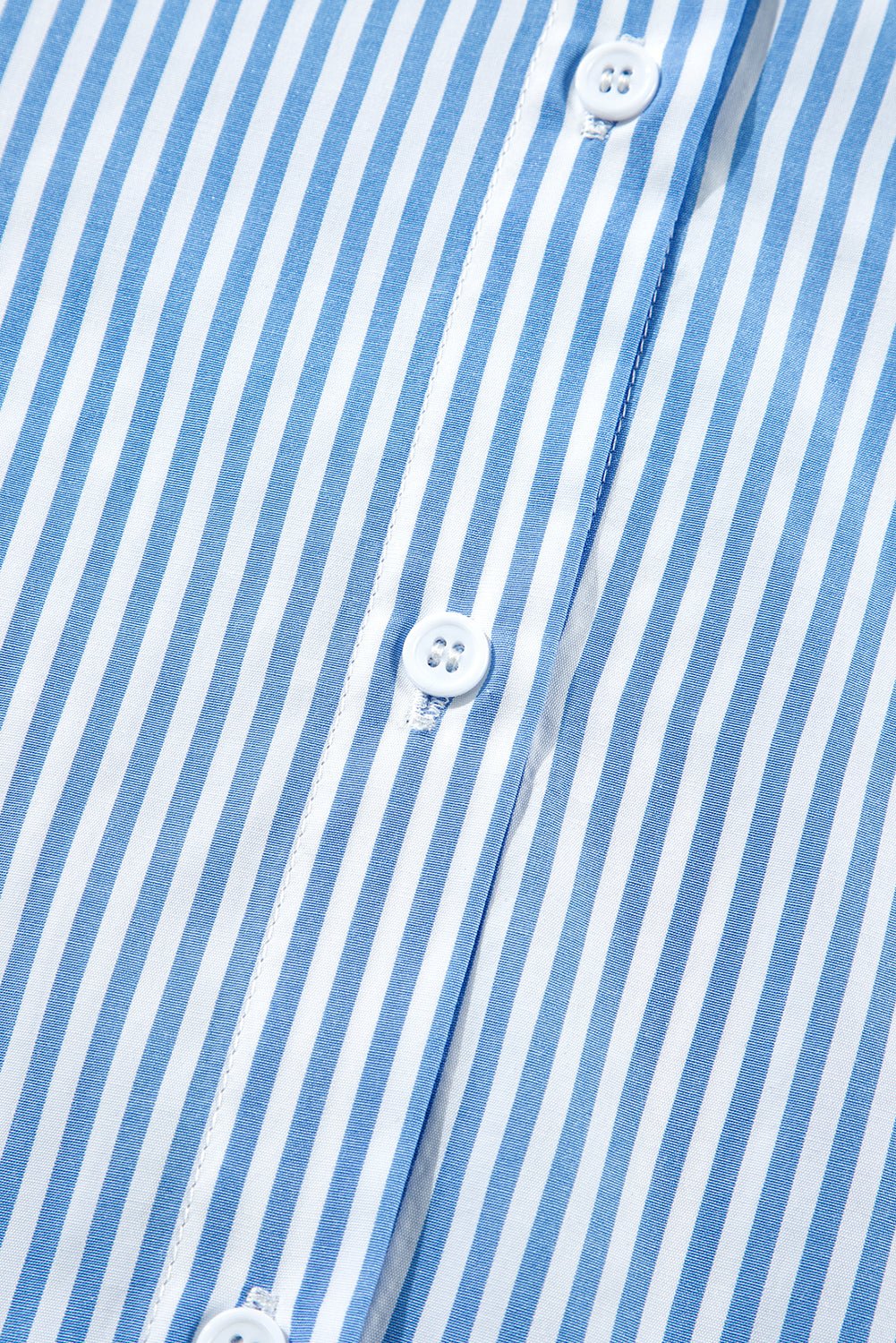 Sky Blue Stripe Bubble Short Sleeve Tiered Scallop Long Dress - Chaelisa's New Jammies