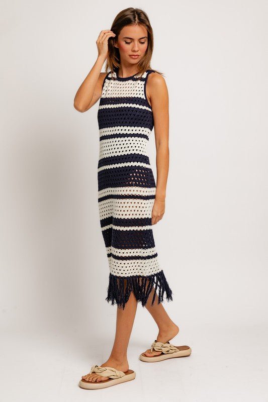 Sleeveless Crochet Effect Sweater Dress - Chaelisa's New Jammies