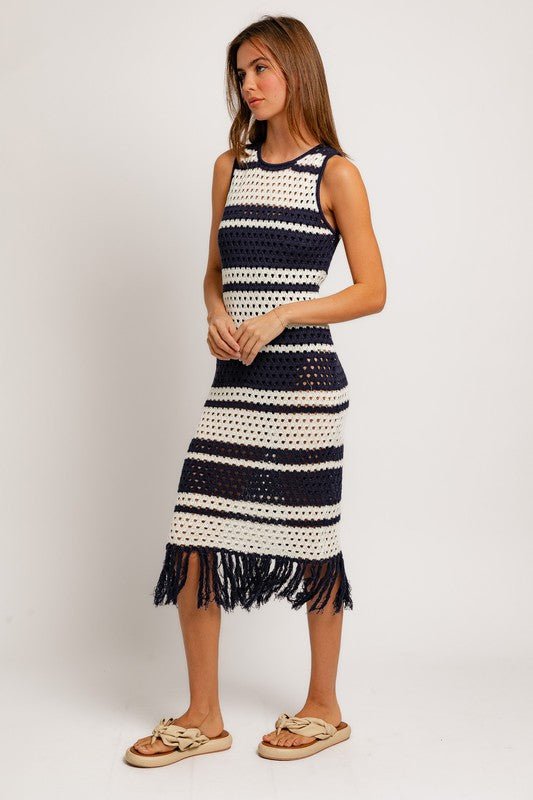 Sleeveless Crochet Effect Sweater Dress - Chaelisa's New Jammies