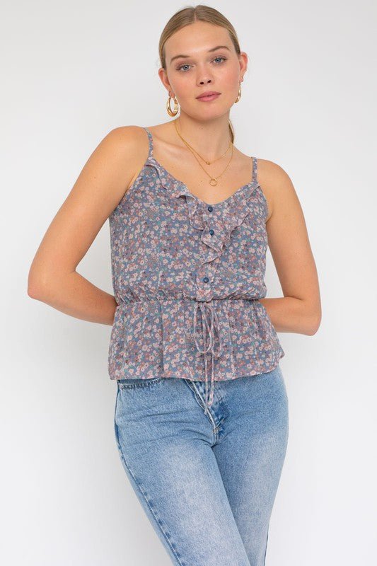 Sleeveless Elastic Waist Top With Ruffle - Chaelisa's New Jammies