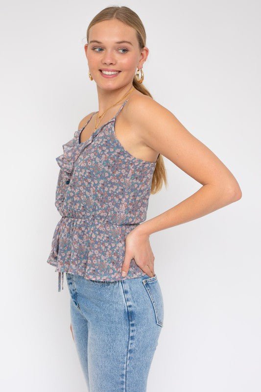 Sleeveless Elastic Waist Top With Ruffle - Chaelisa's New Jammies