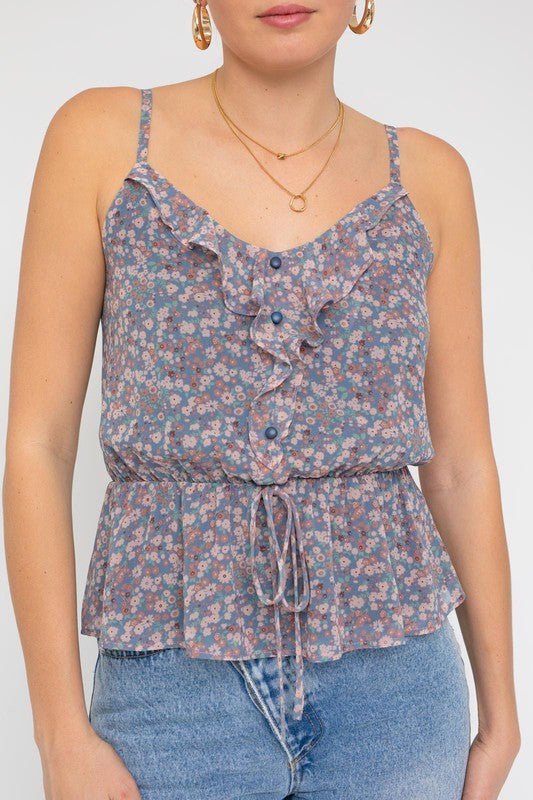 Sleeveless Elastic Waist Top With Ruffle - Chaelisa's New Jammies
