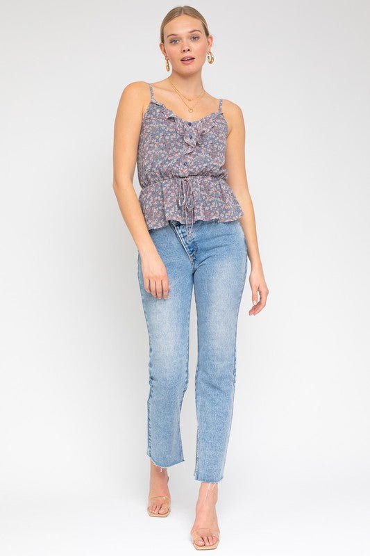 Sleeveless Elastic Waist Top With Ruffle - Chaelisa's New Jammies