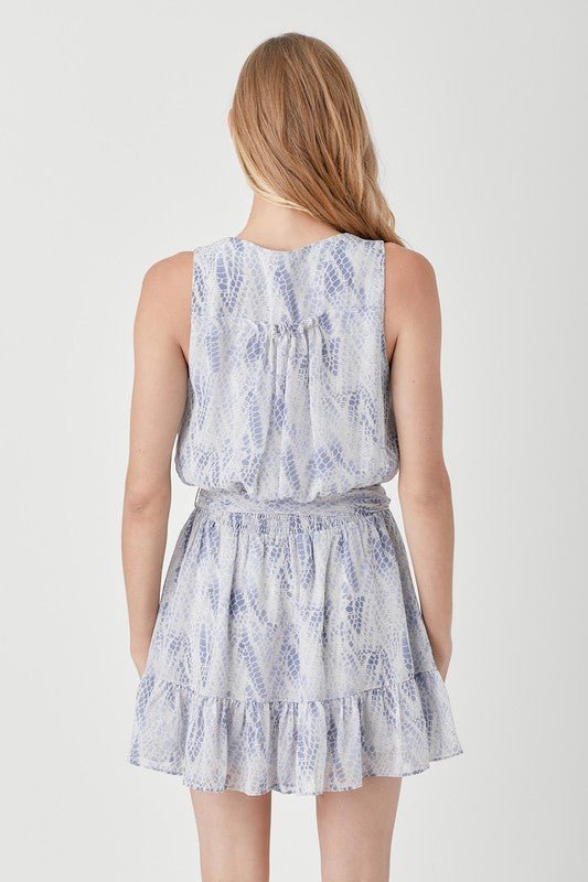 Snake Printed Overwrap Smocked Waist Dress - Chaelisa's New Jammies