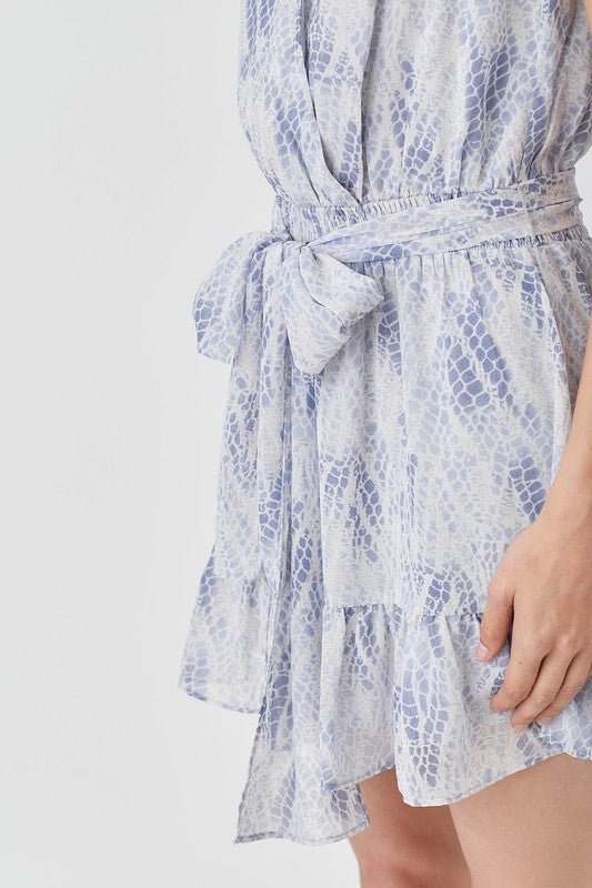 Snake Printed Overwrap Smocked Waist Dress - Chaelisa's New Jammies
