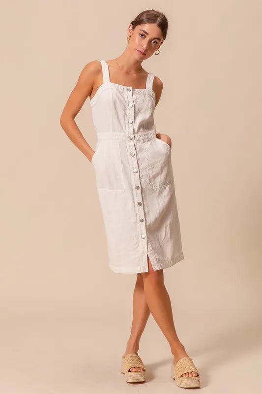 SO ME Button Down Pocket Front Pinafore Dress - Chaelisa's New Jammies