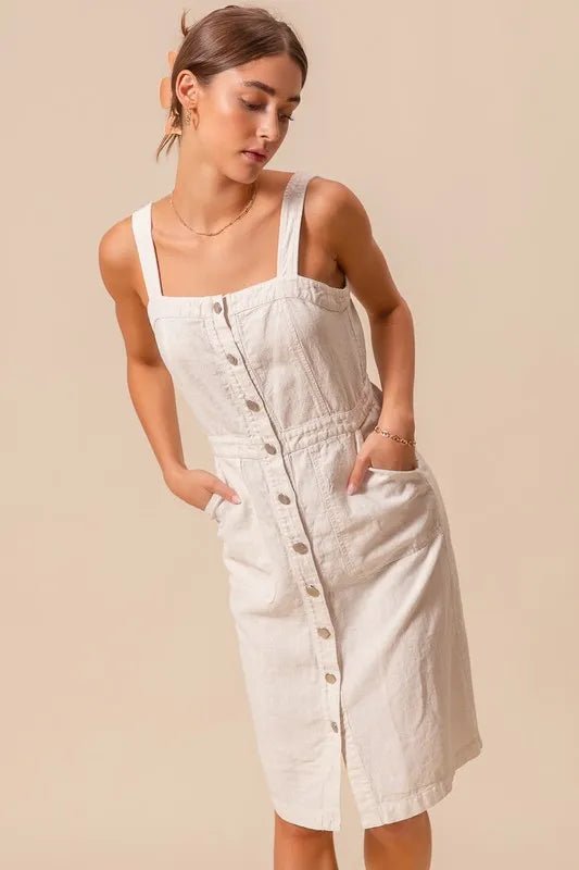 SO ME Button Down Pocket Front Pinafore Dress - Chaelisa's New Jammies