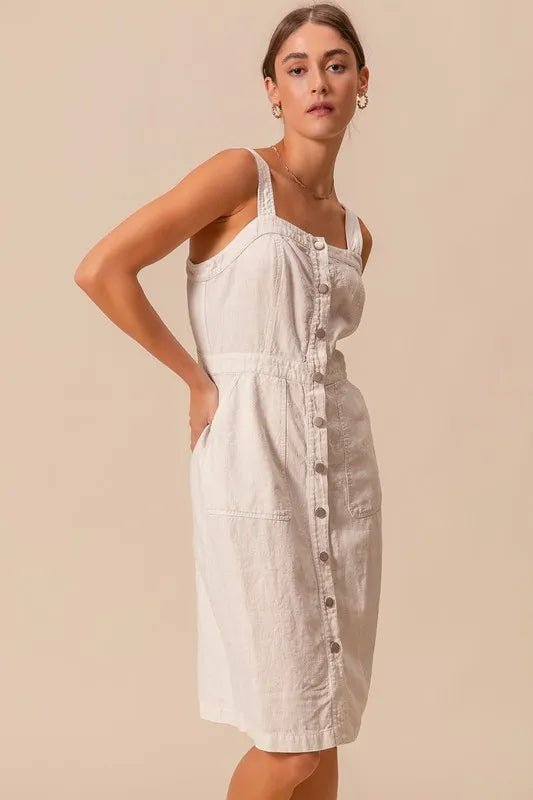 SO ME Button Down Pocket Front Pinafore Dress - Chaelisa's New Jammies