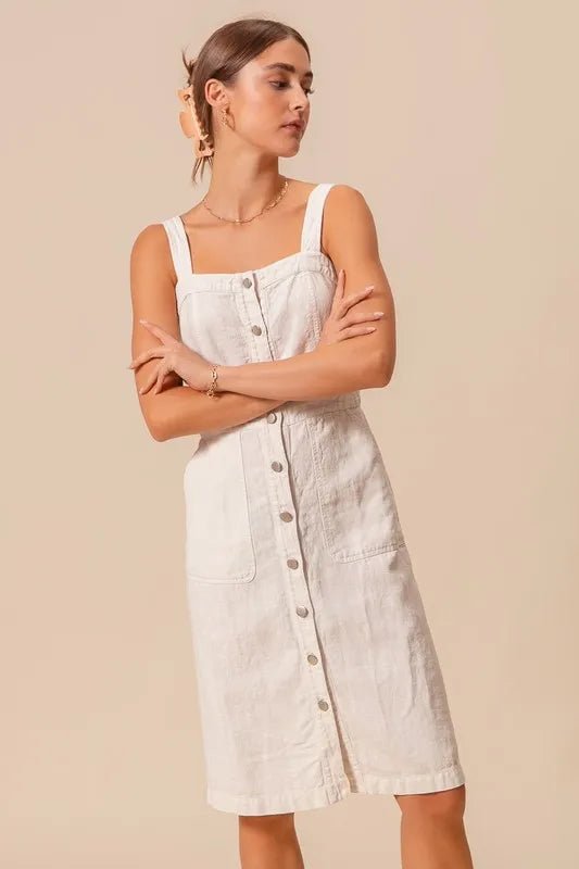 SO ME Button Down Pocket Front Pinafore Dress - Chaelisa's New Jammies