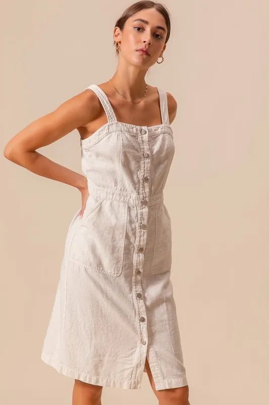 SO ME Button Down Pocket Front Pinafore Dress - Chaelisa's New Jammies
