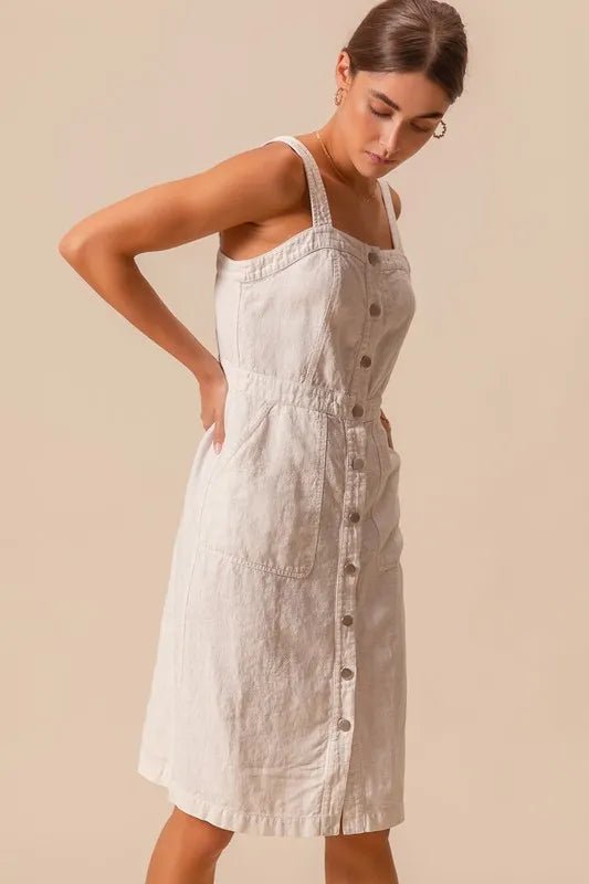 SO ME Button Down Pocket Front Pinafore Dress - Chaelisa's New Jammies