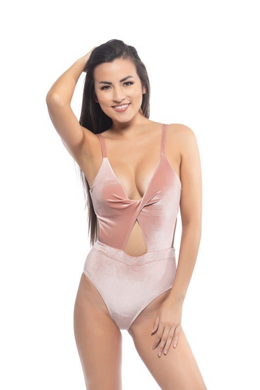 SOLID PINK VELVET ONE PIECE WITH CUTOUT DETAIL - Chaelisa's New Jammies