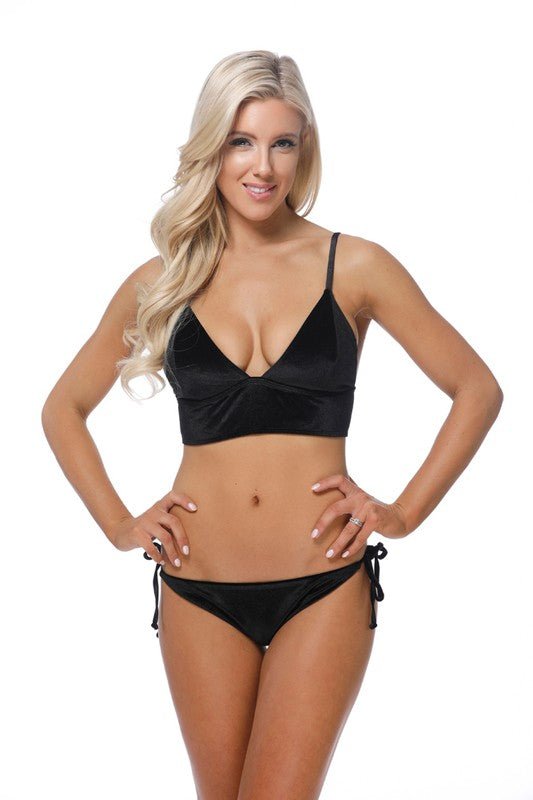 SOLID VELVET HALTER BIKINI SET - Chaelisa's New Jammies