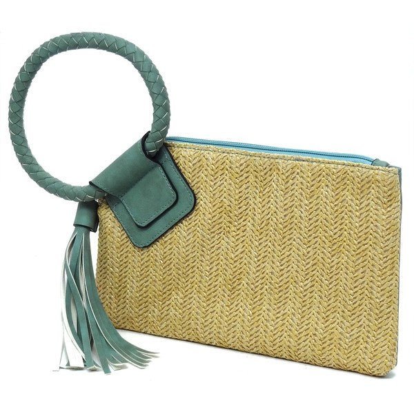 Straw Cuff Handle Tassel Wristlet Clutch - Chaelisa's New Jammies