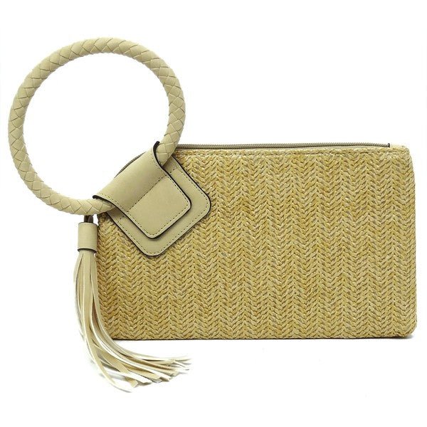 Straw Cuff Handle Tassel Wristlet Clutch - Chaelisa's New Jammies