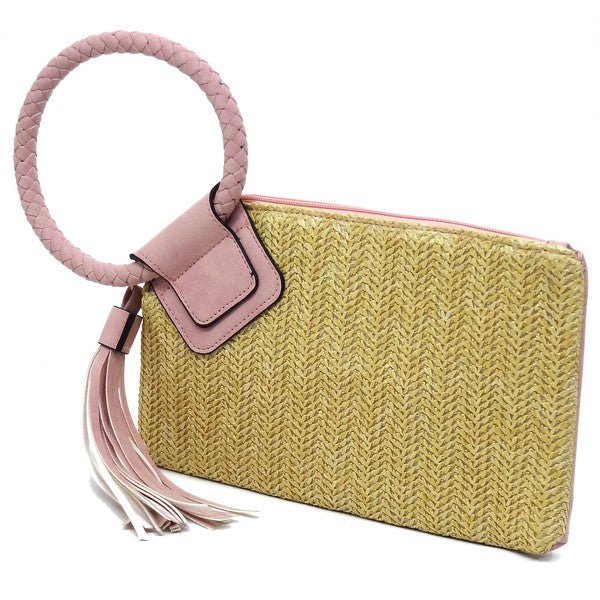 Straw Cuff Handle Tassel Wristlet Clutch - Chaelisa's New Jammies