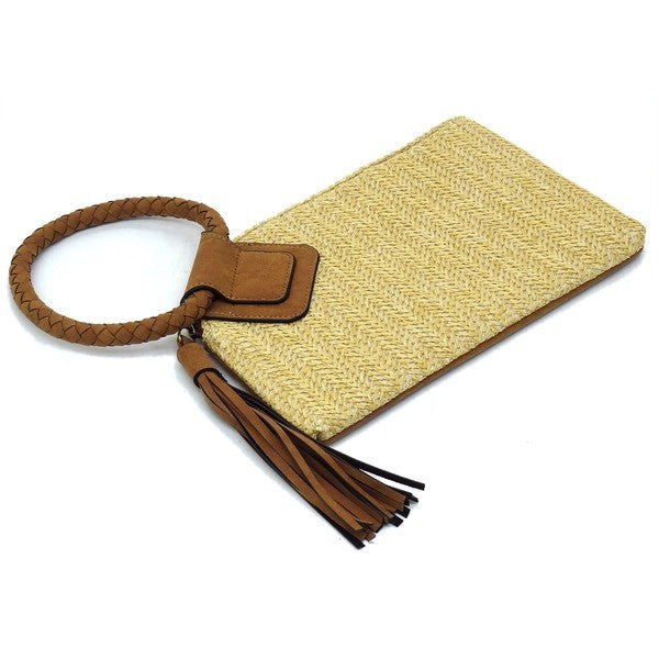 Straw Cuff Handle Tassel Wristlet Clutch - Chaelisa's New Jammies