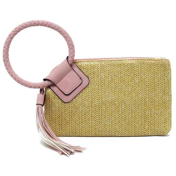 Straw Cuff Handle Tassel Wristlet Clutch - Chaelisa's New Jammies