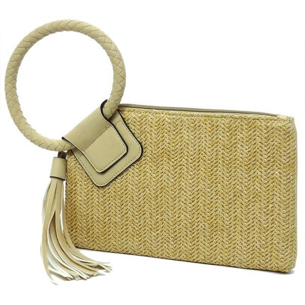 Straw Cuff Handle Tassel Wristlet Clutch - Chaelisa's New Jammies