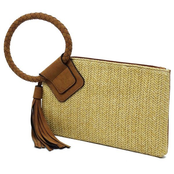 Straw Cuff Handle Tassel Wristlet Clutch - Chaelisa's New Jammies