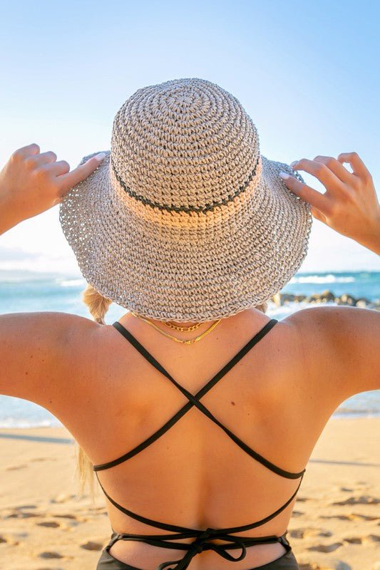 Stripe Accent Straw Bucket Hat - Chaelisa's New Jammies