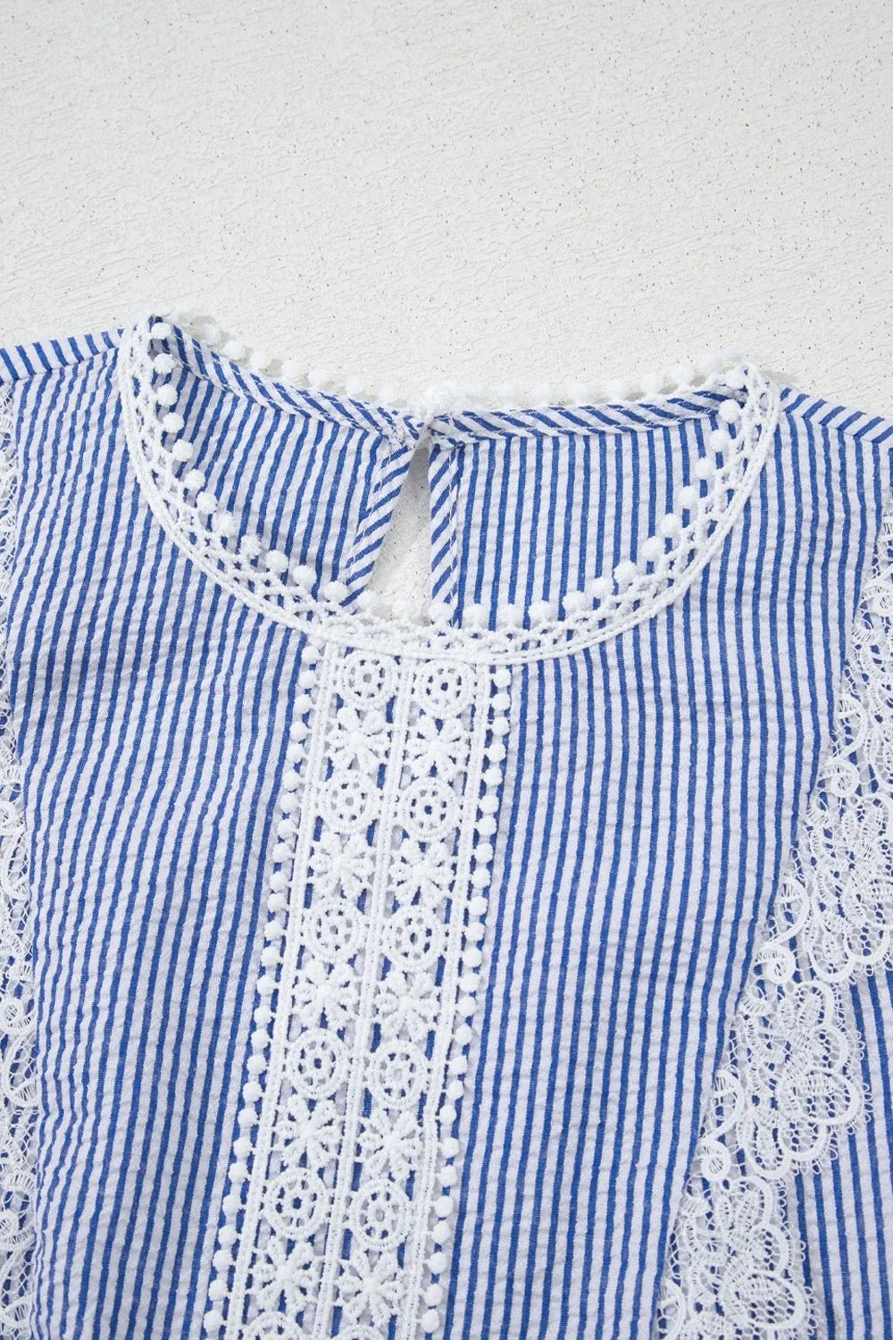 Stripe Lace Patchwork Crew Neck Sleeveless Top - Chaelisa's New Jammies