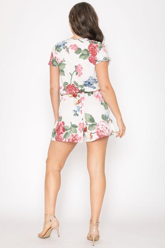 Surplice Drawstring Floral Romper - Chaelisa's New Jammies