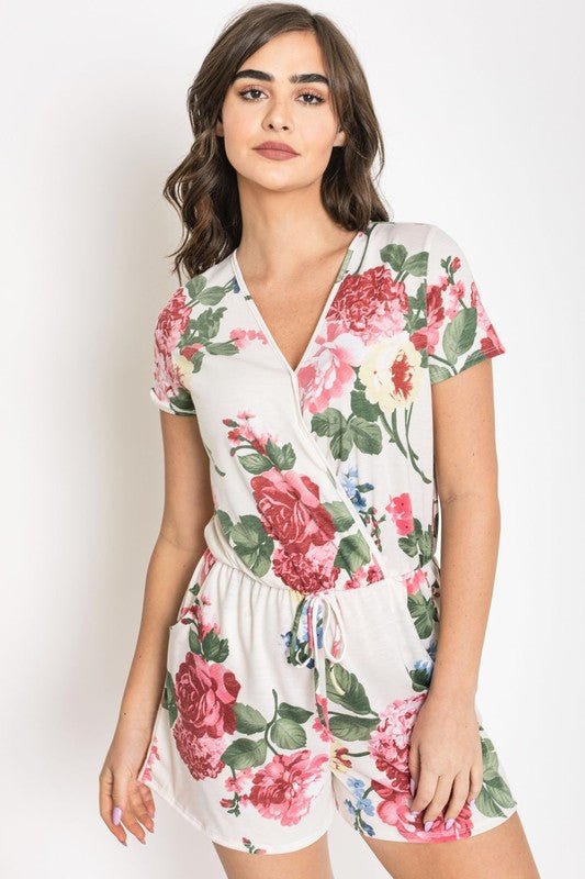 Surplice Drawstring Floral Romper - Chaelisa's New Jammies